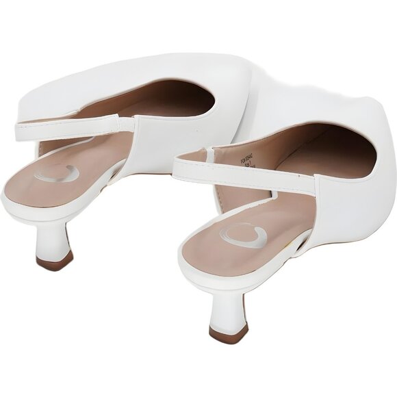 Journee Collection Paulina Slingback Pointed Toe Pumps White Women's US 7M - Picture 3 of 6